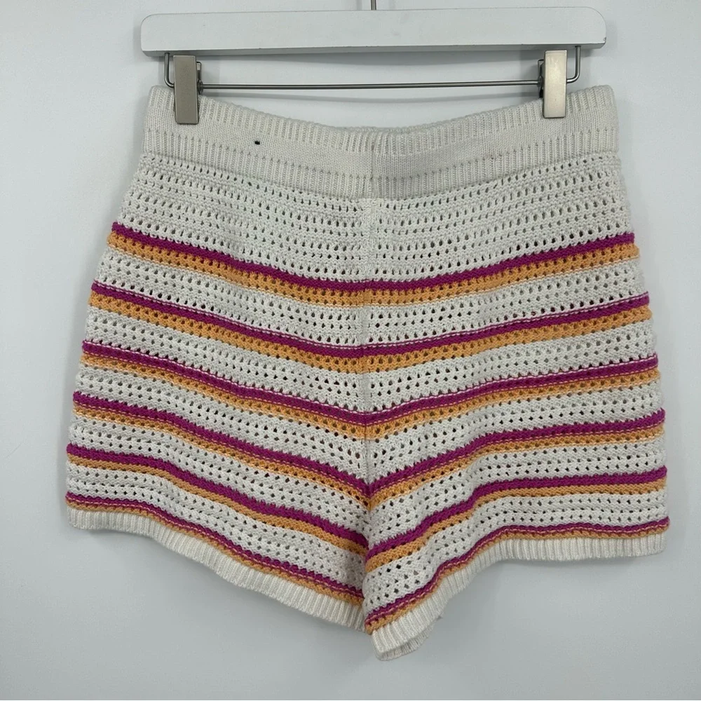 Old Navy Crochet Knit Shorts Size Medium Boho Striped Beach Festival